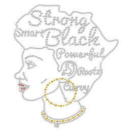 Smart Strong And Powerful Afro Lady Rhinestone Transfer